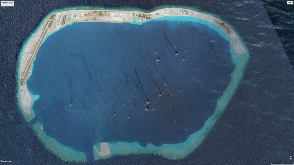Mischief Reef, 2019, după construcția bazei militare chineze 