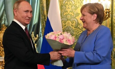 Angela Merkel și Vladimir Putin - sursa foto - g4media.ro