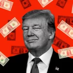 Donald Trump bani (sursă foto: Axios)