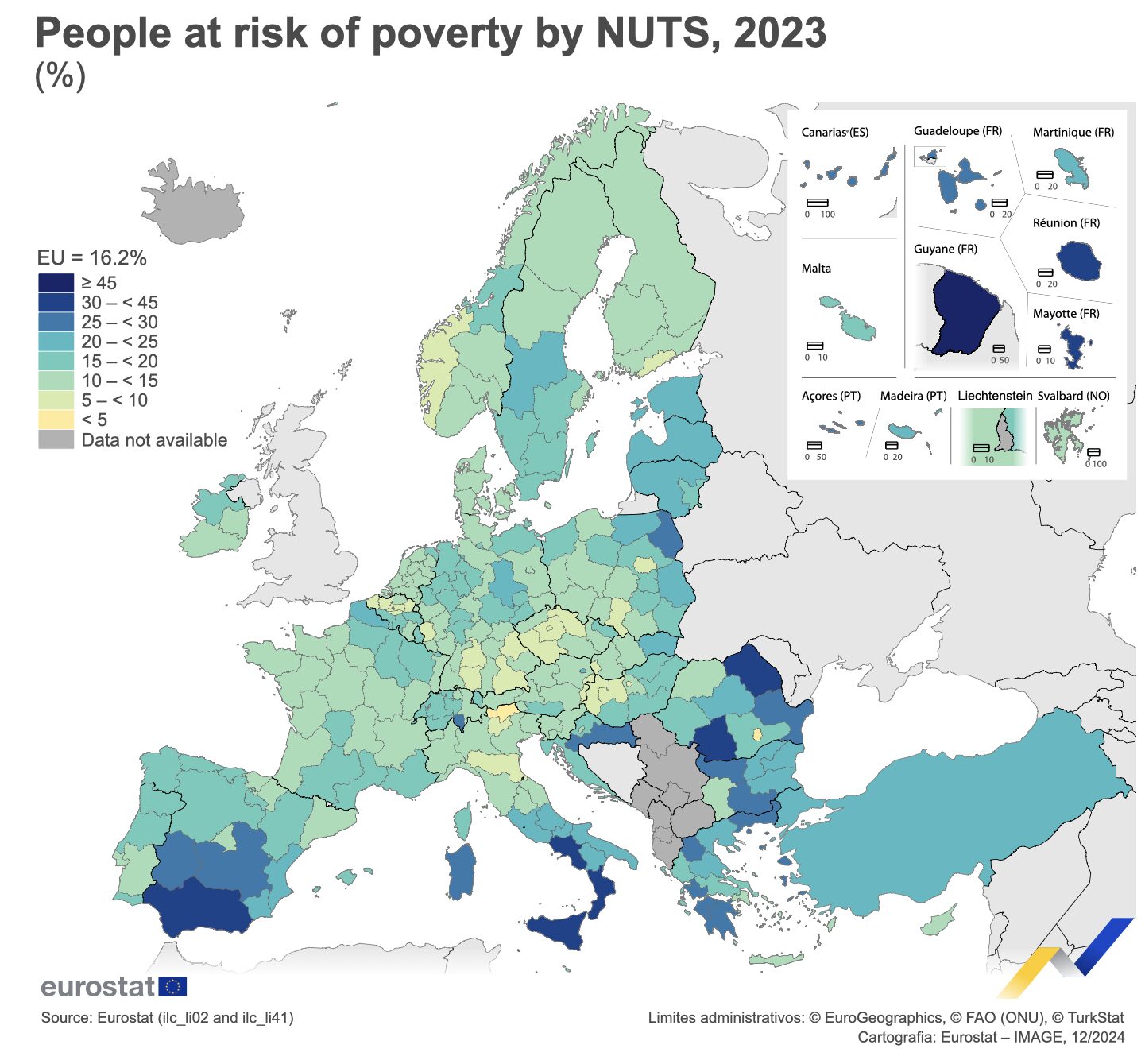 Țările cu risc de sărăcie, Sursa foto Eurostat